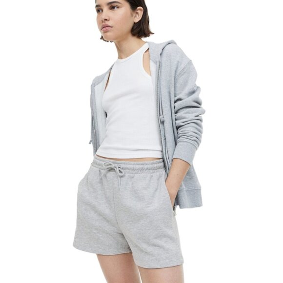 NWT - H&M Women’s Sweatshirt Shorts, Light Grey Marl - Size XL - Picture 1 of 14